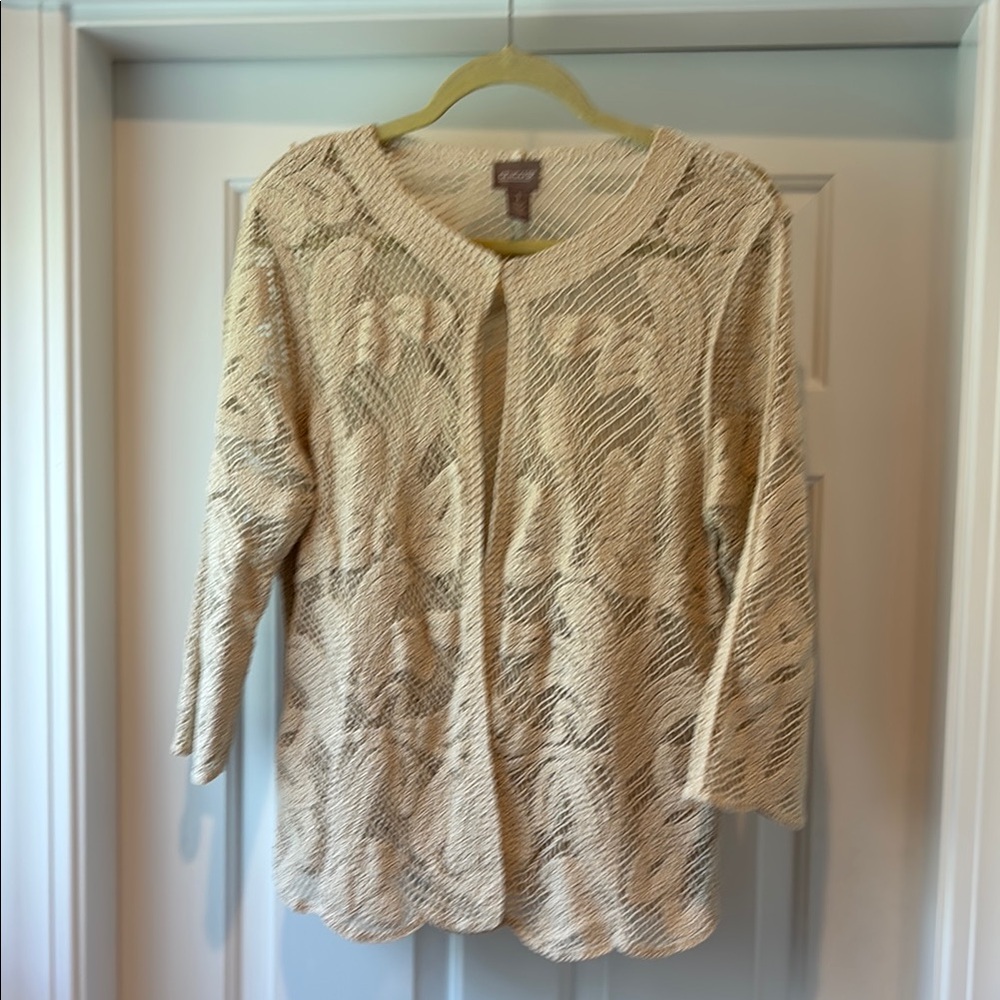 Chico's Beige Open-Front Cardigan